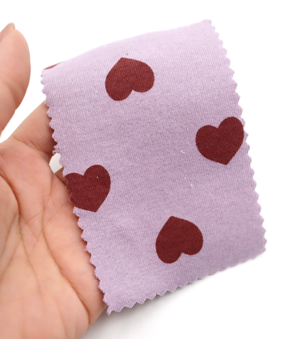 【25SS-034】ハートプリントベアフライス　/0.5ｙあたり=～1095円