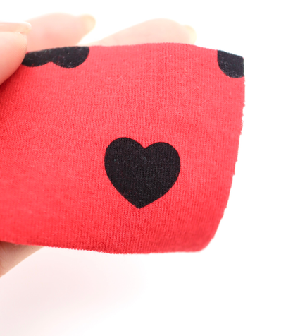 【25SS-034】ハートプリントベアフライス　/0.5ｙあたり=～1095円