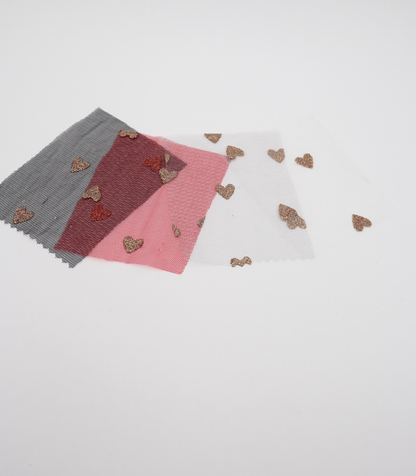 【25SS-055】ハートラメ刺繍チュール　/0.5ｙあたり=～540円