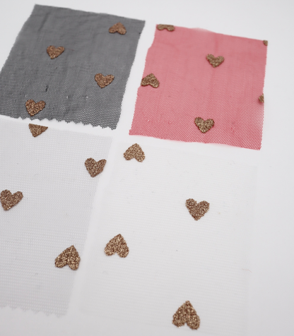 【25SS-055】ハートラメ刺繍チュール　/0.5ｙあたり=～540円