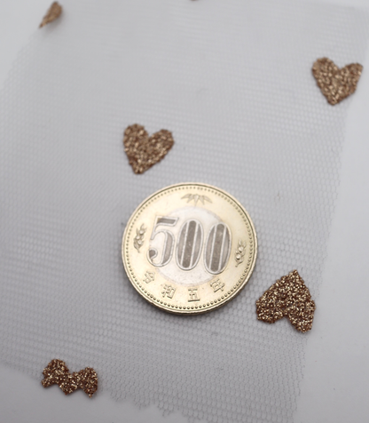 【25SS-055】ハートラメ刺繍チュール　/0.5ｙあたり=～540円