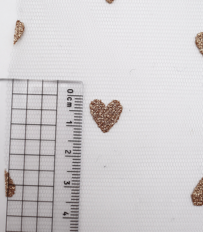 【25SS-055】ハートラメ刺繍チュール　/0.5ｙあたり=～540円