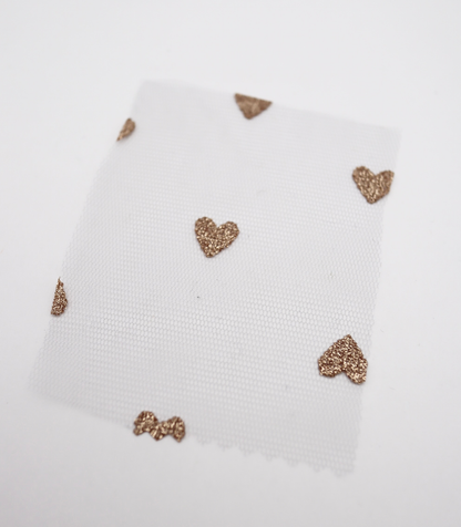 【25SS-055】ハートラメ刺繍チュール　/0.5ｙあたり=～540円