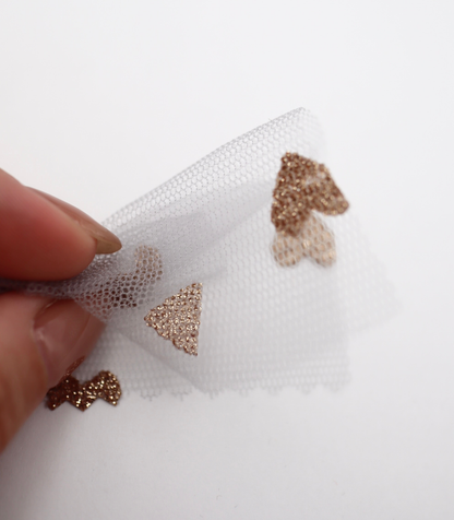 【25SS-055】ハートラメ刺繍チュール　/0.5ｙあたり=～540円