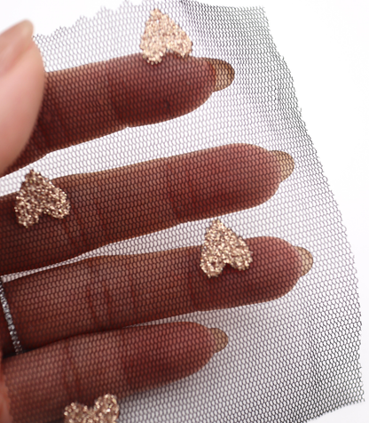 【25SS-055】ハートラメ刺繍チュール　/0.5ｙあたり=～540円