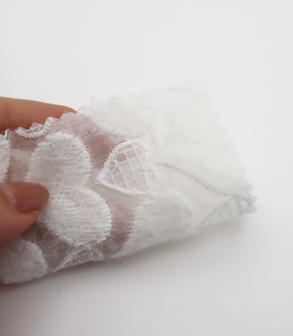 【25SS-054】起毛ハート刺繍オーガンジー　/0.5ｙあたり=～1125円