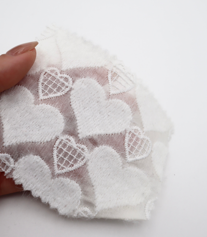 【25SS-054】起毛ハート刺繍オーガンジー　/0.5ｙあたり=～1125円