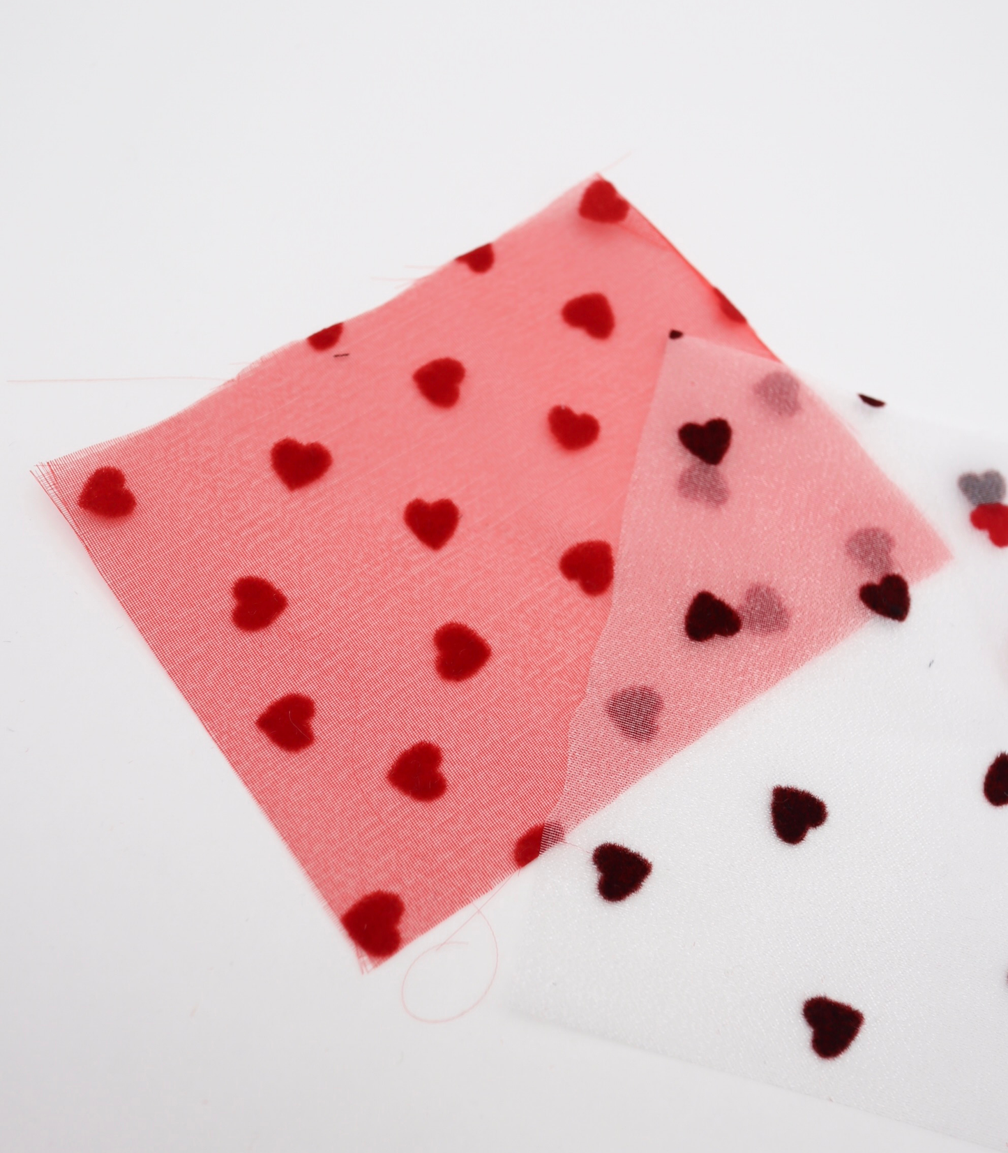 【25SS-053】ハートフロッキープリントオーガンジー　/0.5ｙあたり=～665円