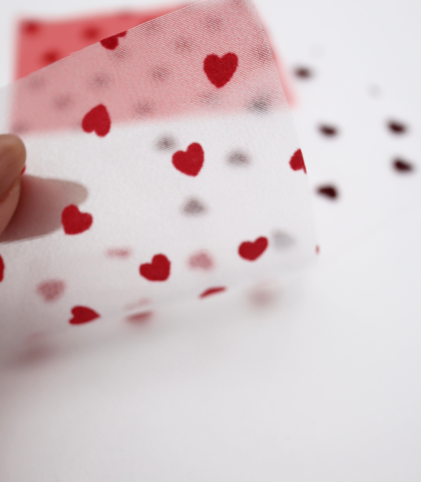 【25SS-053】ハートフロッキープリントオーガンジー　/0.5ｙあたり=～665円