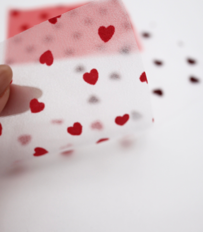 【25SS-053】ハートフロッキープリントオーガンジー　/0.5ｙあたり=～665円