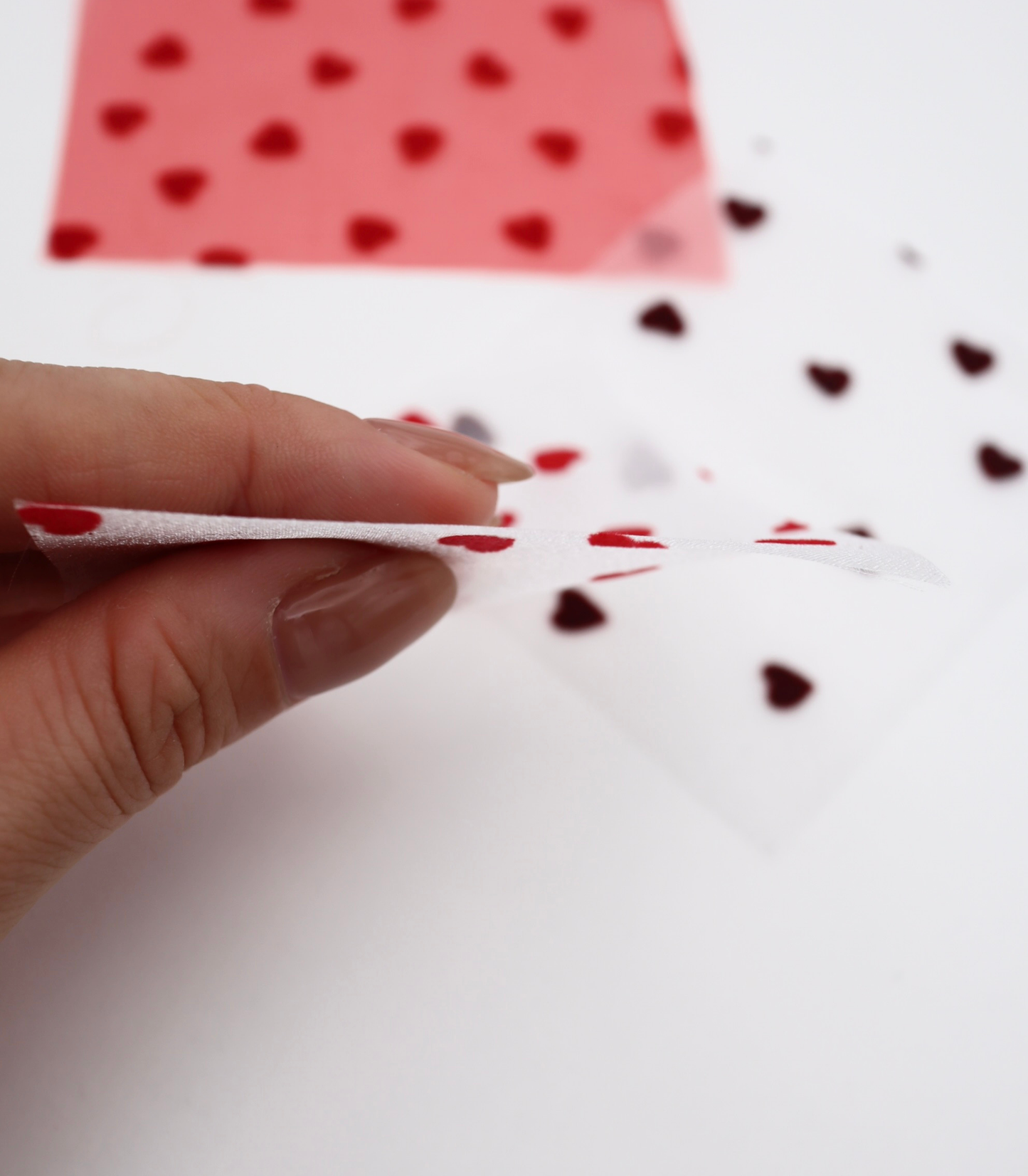 【25SS-053】ハートフロッキープリントオーガンジー　/0.5ｙあたり=～665円