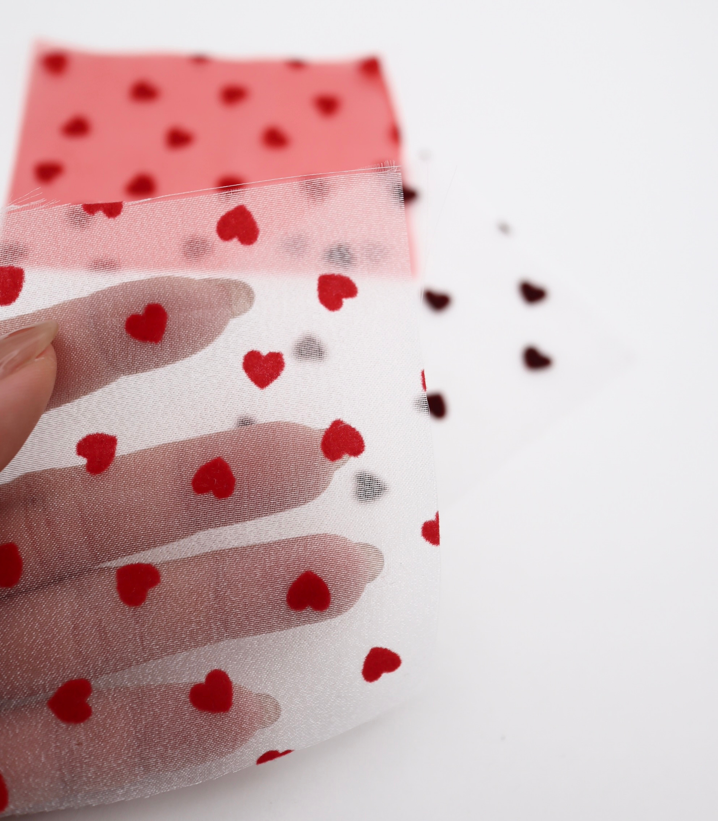 【25SS-053】ハートフロッキープリントオーガンジー　/0.5ｙあたり=～665円