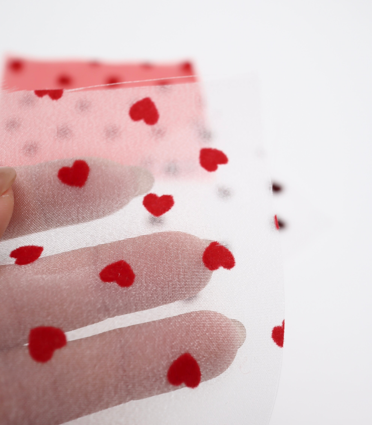 【25SS-053】ハートフロッキープリントオーガンジー　/0.5ｙあたり=～665円