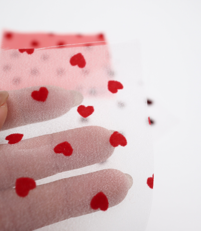 【25SS-053】ハートフロッキープリントオーガンジー　/0.5ｙあたり=～665円