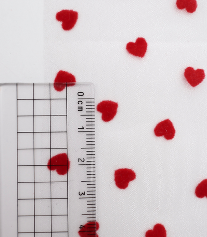 【25SS-053】ハートフロッキープリントオーガンジー　/0.5ｙあたり=～665円