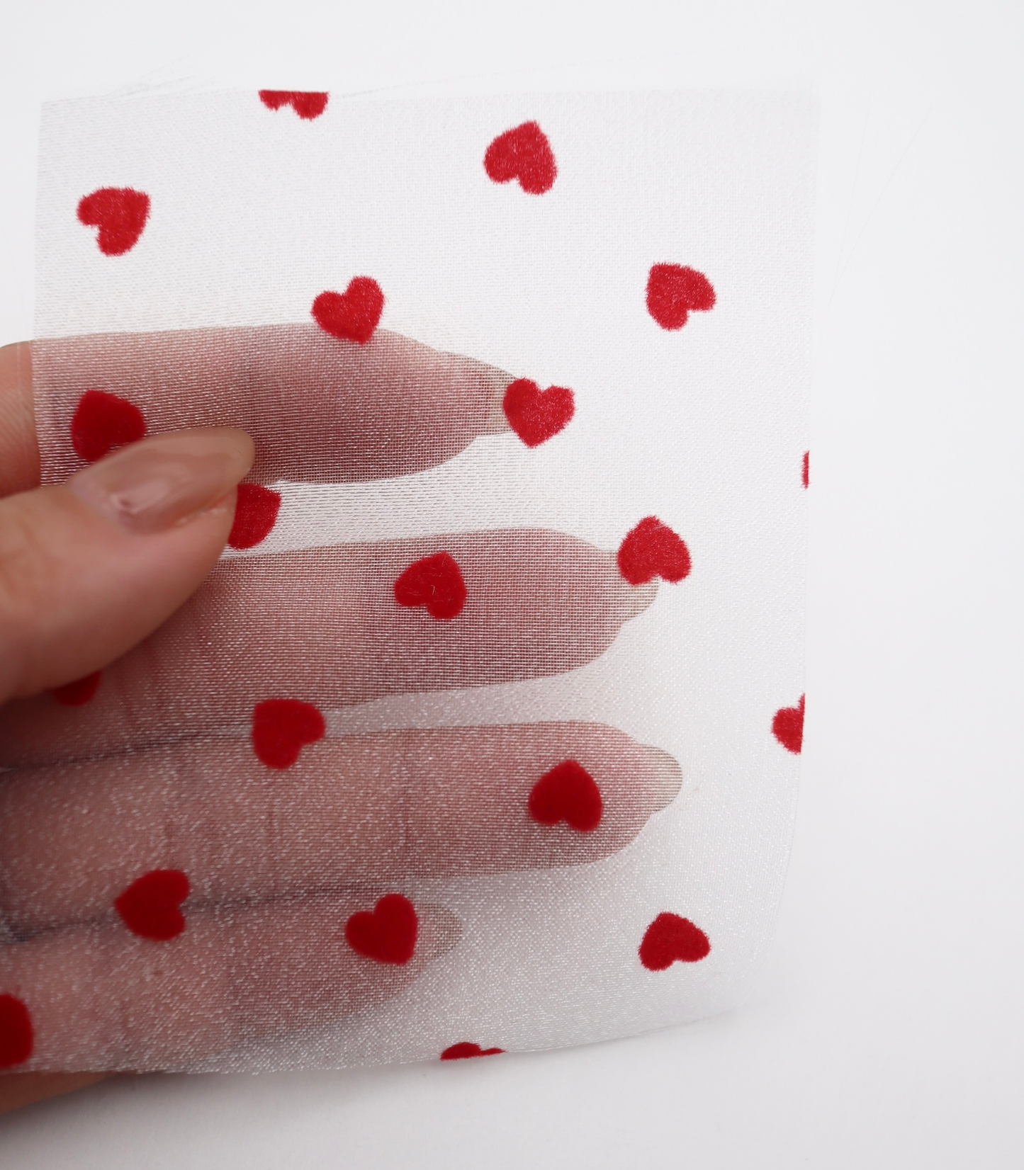 【25SS-053】ハートフロッキープリントオーガンジー　/0.5ｙあたり=～665円