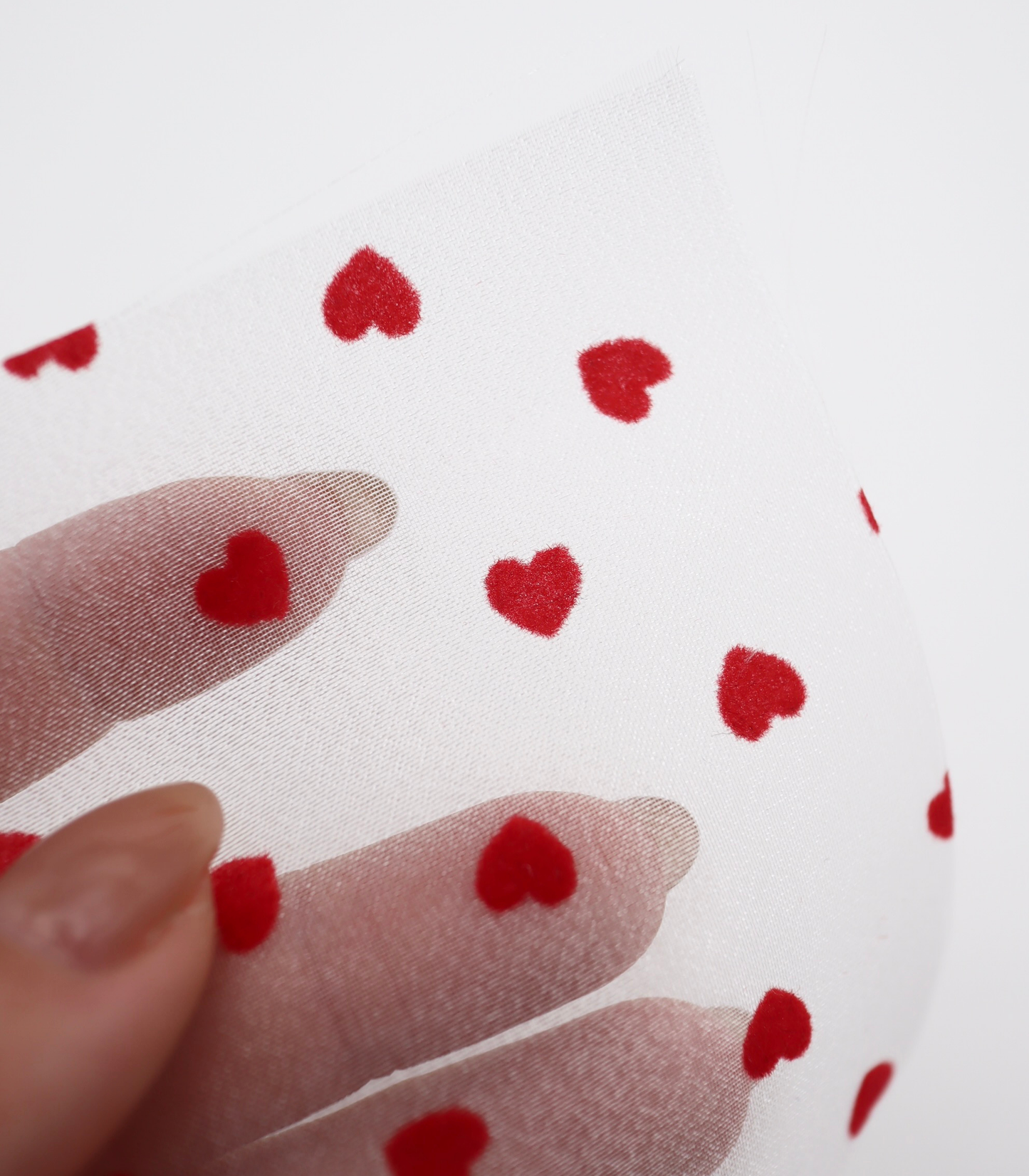 【25SS-053】ハートフロッキープリントオーガンジー　/0.5ｙあたり=～665円