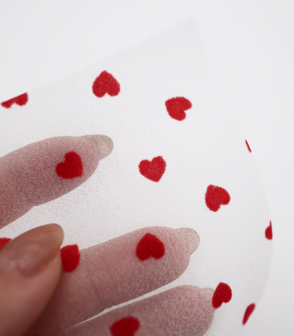 【25SS-053】ハートフロッキープリントオーガンジー　/0.5ｙあたり=～665円