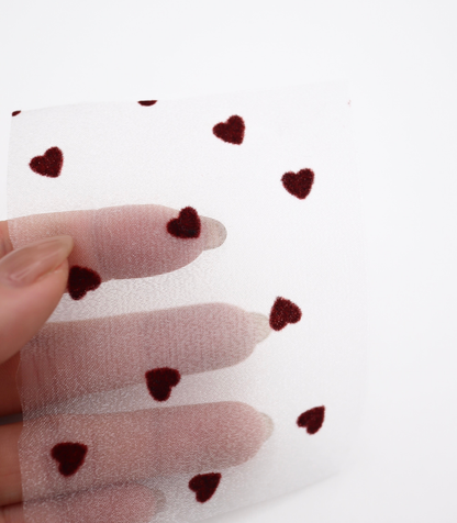 【25SS-053】ハートフロッキープリントオーガンジー　/0.5ｙあたり=～665円