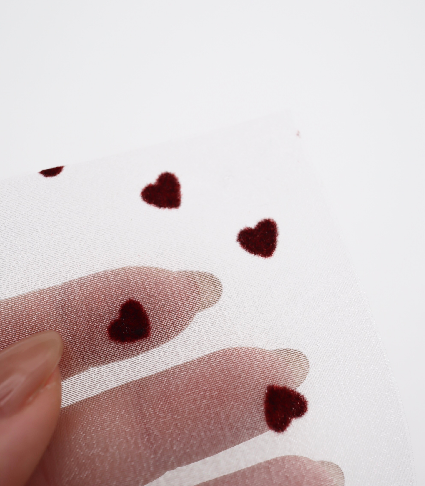 【25SS-053】ハートフロッキープリントオーガンジー　/0.5ｙあたり=～665円