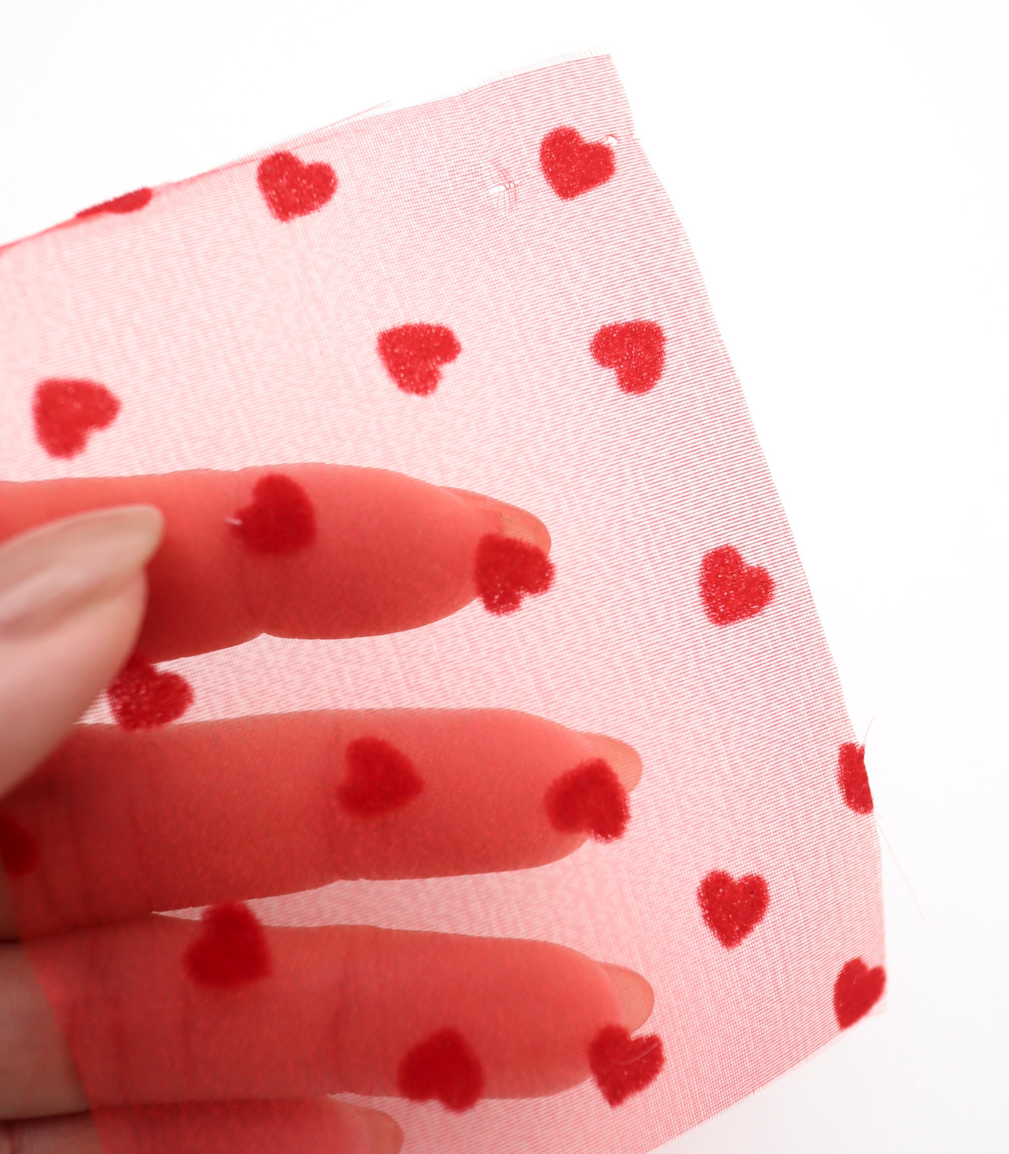 【25SS-053】ハートフロッキープリントオーガンジー　/0.5ｙあたり=～665円