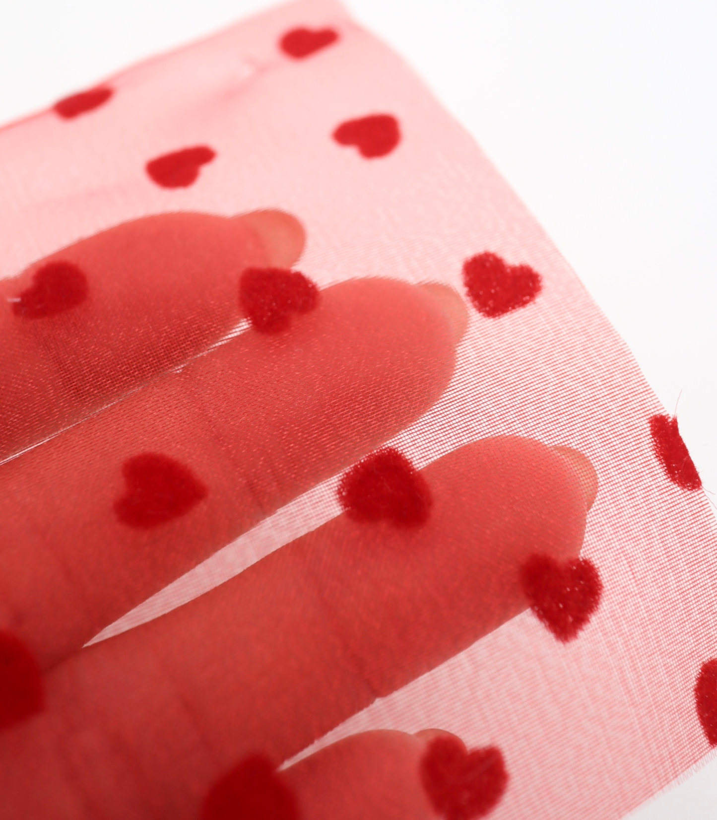 【25SS-053】ハートフロッキープリントオーガンジー　/0.5ｙあたり=～665円