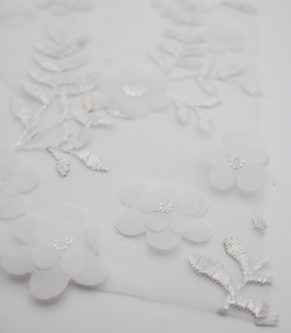 【25SS-381】立体フラワー付き刺繍チュール　/0.5ｙあたり=～1605円