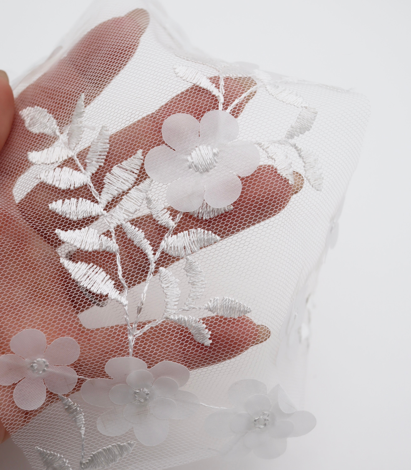 【25SS-381】立体フラワー付き刺繍チュール　/0.5ｙあたり=～1605円