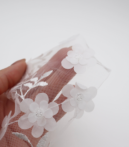 【25SS-381】立体フラワー付き刺繍チュール　/0.5ｙあたり=～1605円
