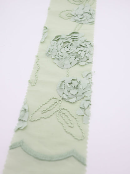 【25AW-019】スカラップ付き立体フラワー刺繍綿ローン　/0.5ｙあたり=～1190円