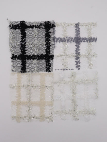 ふわふわキラキラフリンジチェック柄刺繍オーガンジー｜【生地幅】約121センチ 【混率】ポリエステル100%｜ドッグウエア・KIDSウエア・衣装・ドレス・雑貨向き｜26AW-303