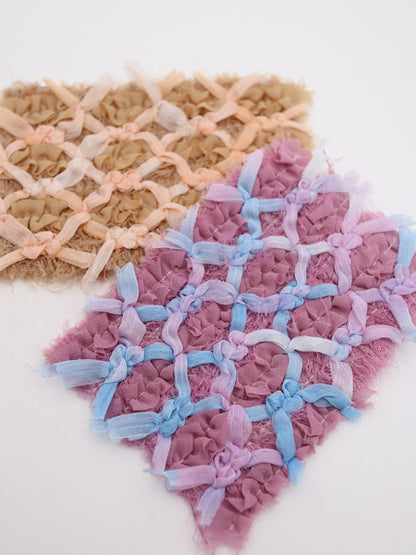 シフォンテープ＆フリンジヤーン刺繍チュール｜【生地幅】約127センチ 【混率】ポリエステル50%アクリル50％｜ドッグウエア・KIDSウエア・ドレス・衣装・雑貨向き｜26AW-298