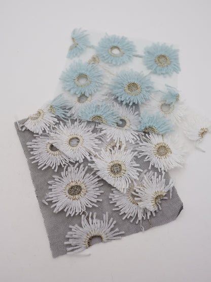 花びら部分ふさふさ立体フラワー刺繍チュール｜【生地幅】約134センチ 【混率】ポリエステル100%｜ドッグウエア・KIDSウエア・衣装・雑貨向き｜26AW-287
