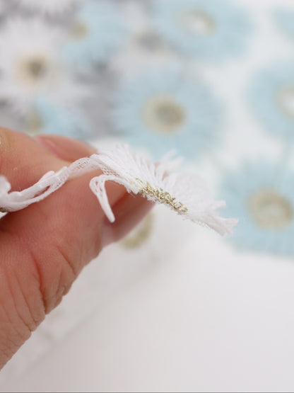 花びら部分ふさふさ立体フラワー刺繍チュール｜【生地幅】約134センチ 【混率】ポリエステル100%｜ドッグウエア・KIDSウエア・衣装・雑貨向き｜26AW-287