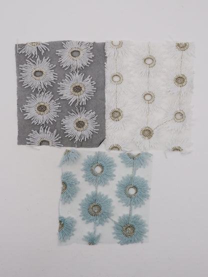 花びら部分ふさふさ立体フラワー刺繍チュール｜【生地幅】約134センチ 【混率】ポリエステル100%｜ドッグウエア・KIDSウエア・衣装・雑貨向き｜26AW-287