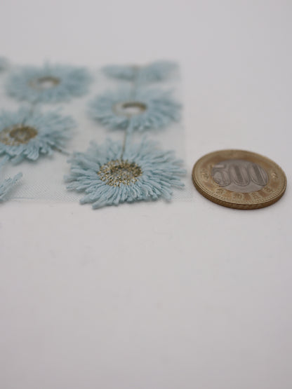 花びら部分ふさふさ立体フラワー刺繍チュール｜【生地幅】約134センチ 【混率】ポリエステル100%｜ドッグウエア・KIDSウエア・衣装・雑貨向き｜26AW-287