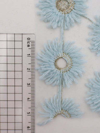 花びら部分ふさふさ立体フラワー刺繍チュール｜【生地幅】約134センチ 【混率】ポリエステル100%｜ドッグウエア・KIDSウエア・衣装・雑貨向き｜26AW-287