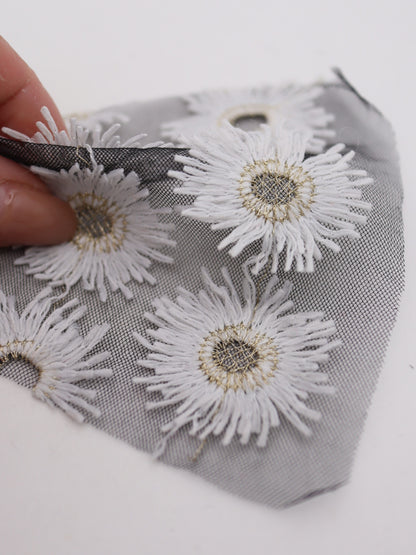 花びら部分ふさふさ立体フラワー刺繍チュール｜【生地幅】約134センチ 【混率】ポリエステル100%｜ドッグウエア・KIDSウエア・衣装・雑貨向き｜26AW-287