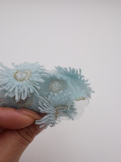 花びら部分ふさふさ立体フラワー刺繍チュール｜【生地幅】約134センチ 【混率】ポリエステル100%｜ドッグウエア・KIDSウエア・衣装・雑貨向き｜26AW-287