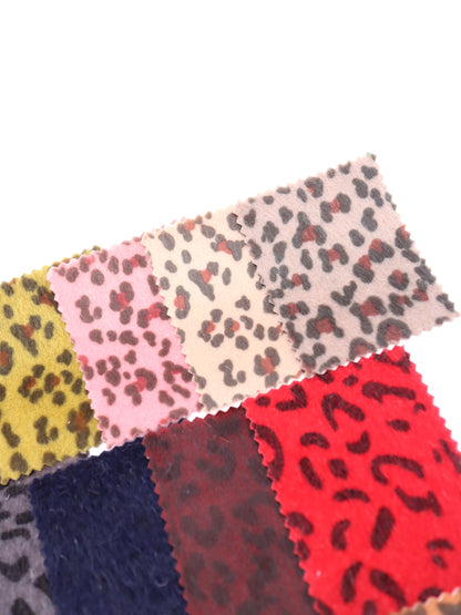 【25AW-039】フェイクハラコ毛足つるつるヒョウ柄プリント　/0.5ｙあたり=～1370円