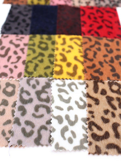 【25AW-039】フェイクハラコ毛足つるつるヒョウ柄プリント　/0.5ｙあたり=～1370円