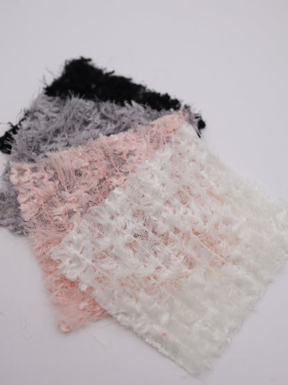 ふわふわフリンジヤーン刺繍チュール｜【生地幅】約127センチ 【混率】ポリエステル100%｜ドッグウエア・KIDSウエア・トップス・ドレス・衣装・雑貨向き｜26AW-288