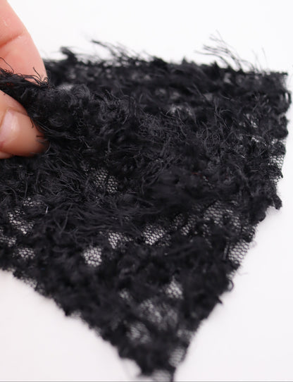 ふわふわフリンジヤーン刺繍チュール｜【生地幅】約127センチ 【混率】ポリエステル100%｜ドッグウエア・KIDSウエア・トップス・ドレス・衣装・雑貨向き｜26AW-288