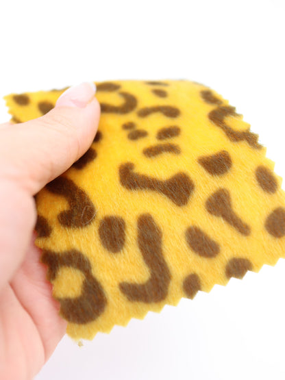 【25AW-039】フェイクハラコ毛足つるつるヒョウ柄プリント　/0.5ｙあたり=～1370円