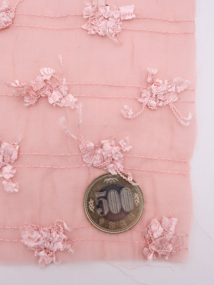 ふさふさフリンジヤーン刺繍シフォン｜【生地幅】約142センチ 【混率】ポリエステル100％｜ドッグウエア・KIDSウエア・ブラウス・ドレス・雑貨向き｜26AW-289