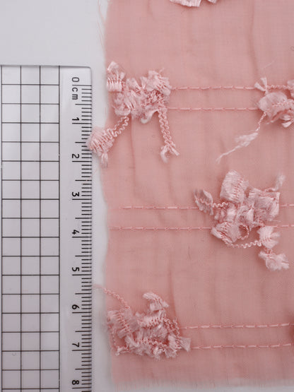 ふさふさフリンジヤーン刺繍シフォン｜【生地幅】約142センチ 【混率】ポリエステル100％｜ドッグウエア・KIDSウエア・ブラウス・ドレス・雑貨向き｜26AW-289