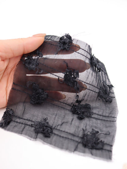 ふさふさフリンジヤーン刺繍シフォン｜【生地幅】約142センチ 【混率】ポリエステル100％｜ドッグウエア・KIDSウエア・ブラウス・ドレス・雑貨向き｜26AW-289