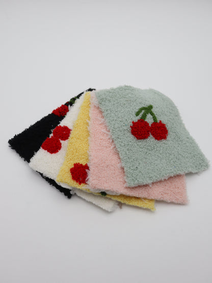 【25AW-159】さくらんぼ両面ボアニット　/0.5ｙあたり=～1440円