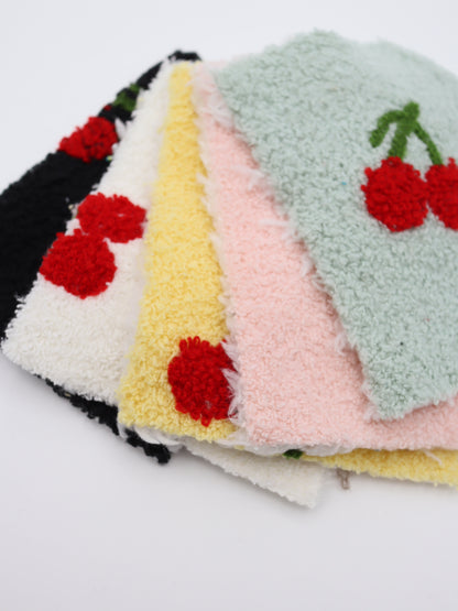 【25AW-159】さくらんぼ両面ボアニット　/0.5ｙあたり=～1440円