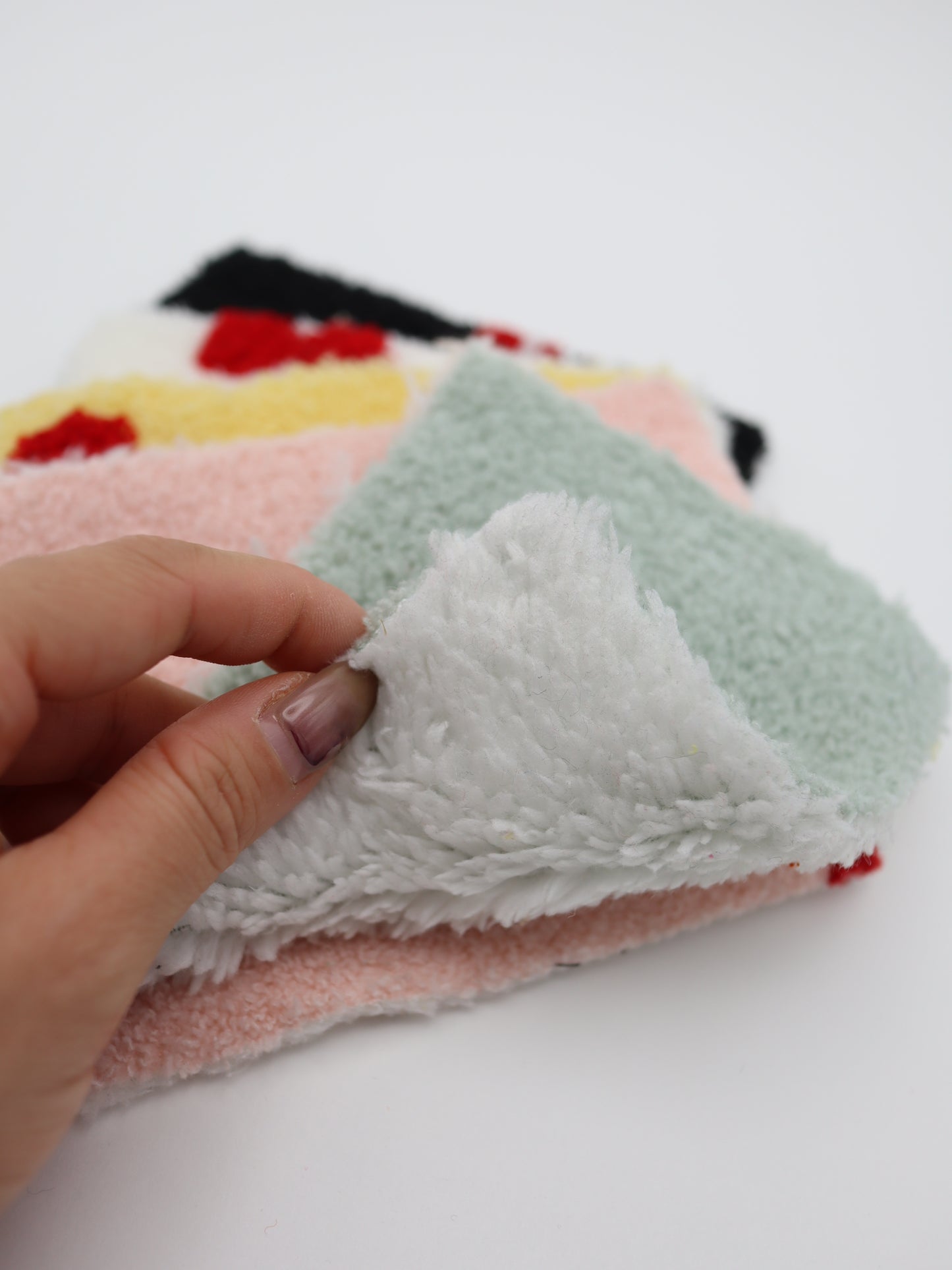 【25AW-159】さくらんぼ両面ボアニット　/0.5ｙあたり=～1440円